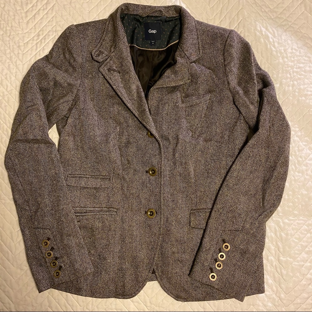 Gap Brown Herringbone Blazer sz 4